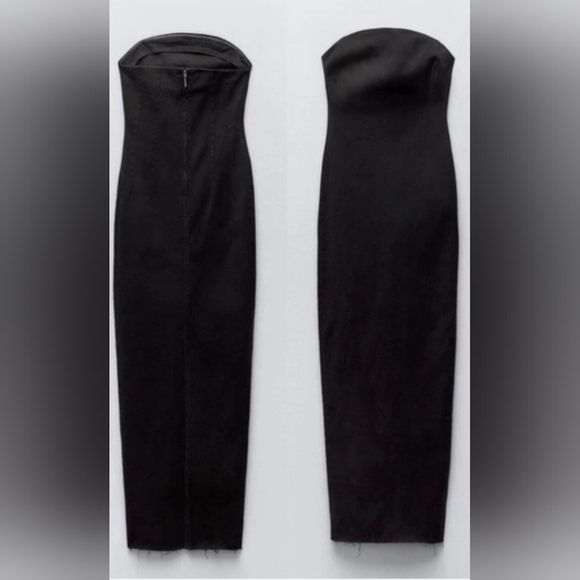 Zara Black Strapless Midi Dress - Picture 6 of 7